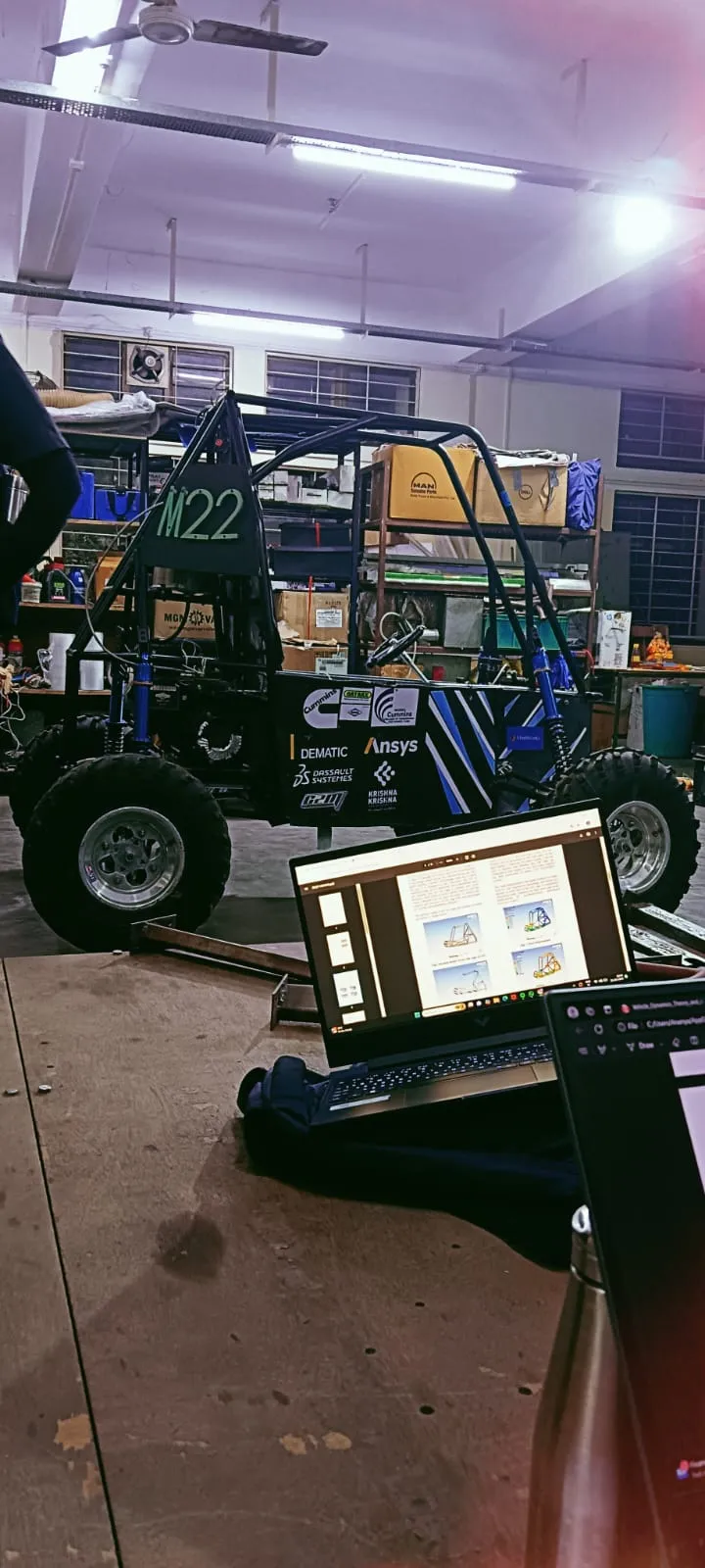 Team Zenith ATV M22 in the workshop at night