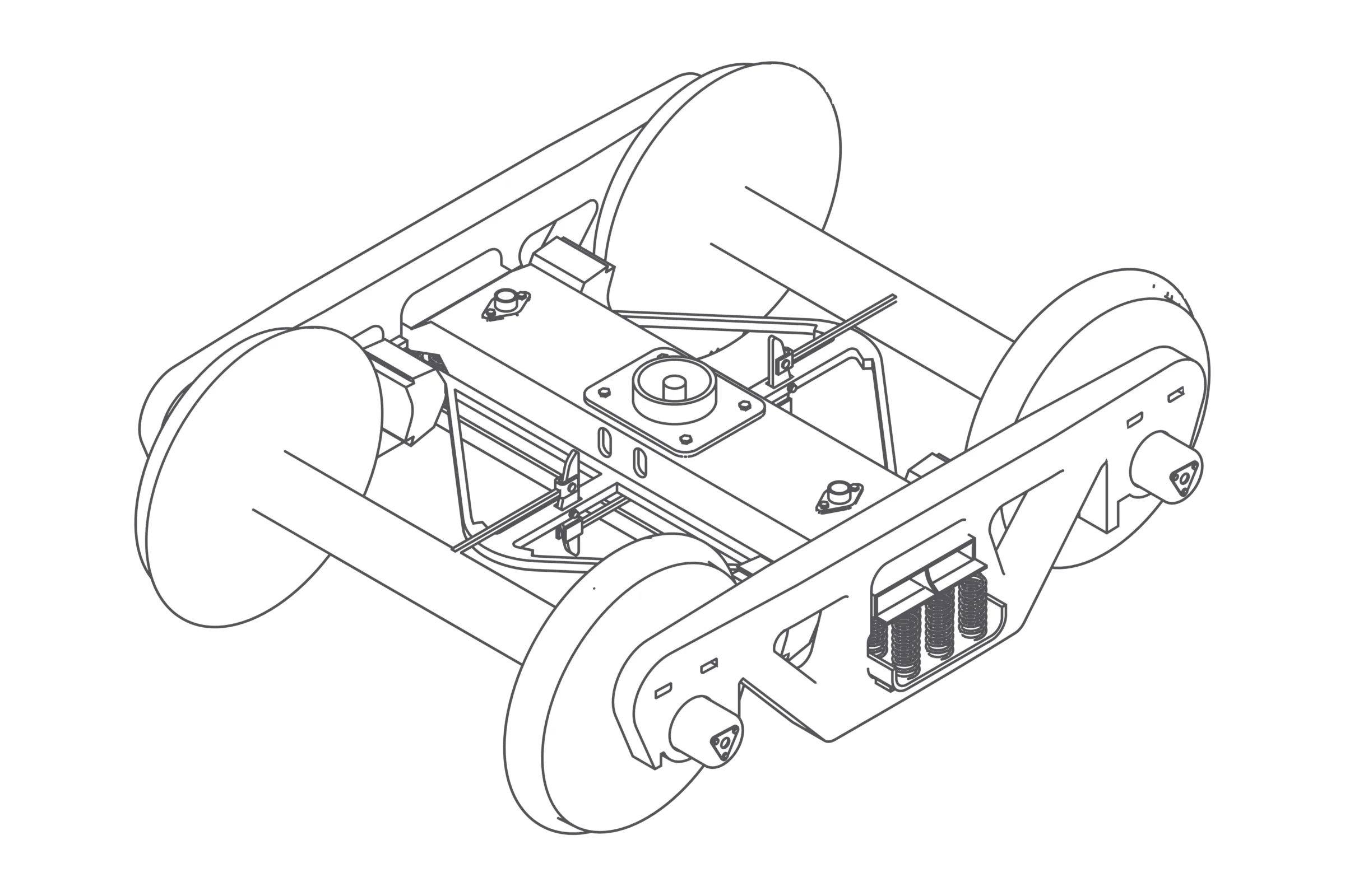 Line-drawing render of the CASNUB bogie, from her CATIA model