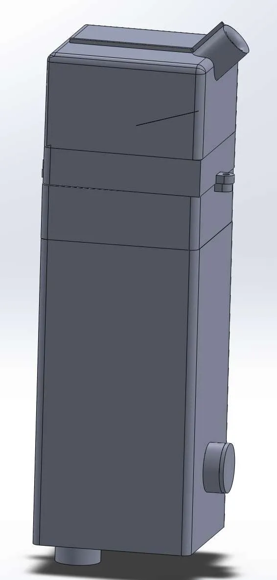 SolidWorks render of the DEF quality-grading tank