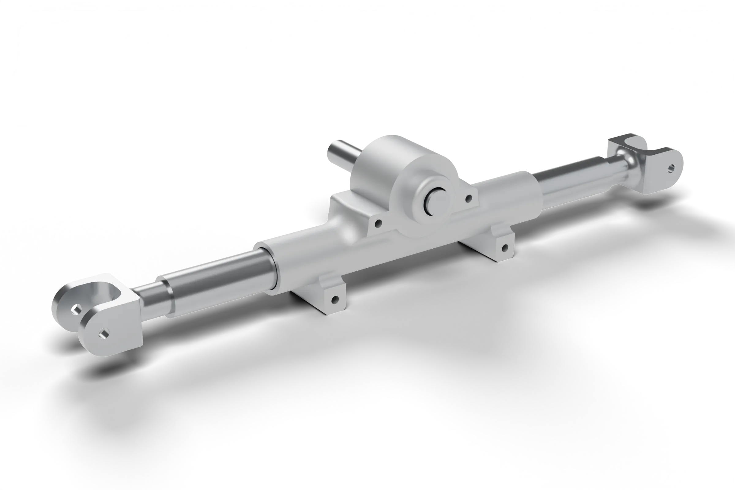 Studio render of the Team Zenith rack-and-pinion steering assembly
